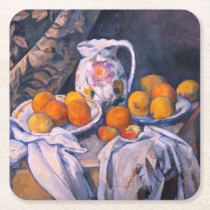 Dessous-de-verre Carré En Papier Paul Cezanne - La vie morte avec un rideau