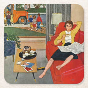 Dessous-de-verre Carré En Papier Pause-café de matin