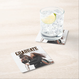 Dessous-de-verre Carré En Papier Pays Western Graduate Photo Cowgirl Graduation