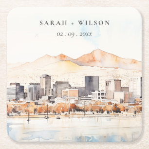 Dessous-de-verre Carré En Papier Paysage aquarelle de mariage à Salt Lake City, Uta