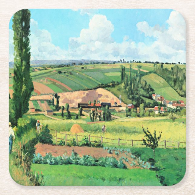 Dessous-de-verre Carré En Papier Paysage aux Patis, Pontoise, célèbre peinture, (Devant)