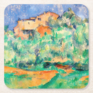 Dessous-de-verre Carré En Papier Paysage avec une maison, Cézanne