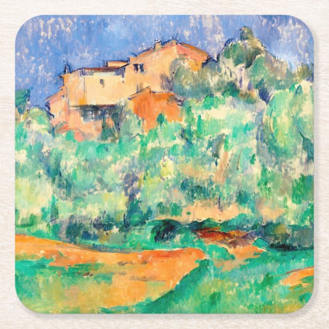 Dessous-de-verre Carré En Papier Paysage avec une maison, Cézanne (Devant)