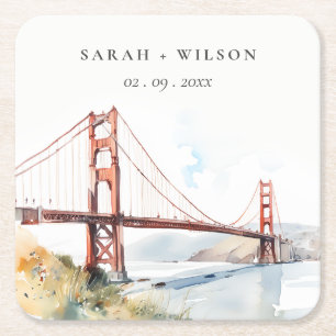 Dessous-de-verre Carré En Papier Paysage de mariage du pont Golden Gate de San Fran