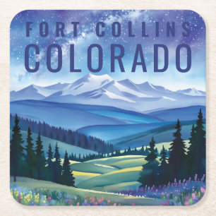 Dessous-de-verre Carré En Papier Paysage de montagne de galaxie pastel Colorado Cit