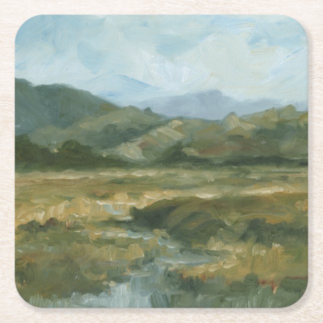 Dessous-de-verre Carré En Papier Paysage d'Impasto III (Devant)