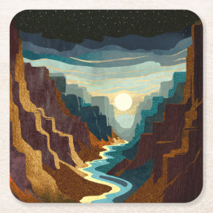 Dessous-de-verre Carré En Papier Paysage du Canyon Sunset