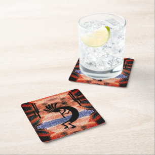 Dessous-de-verre Carré En Papier Paysage du désert du sud-ouest de Kokopelli