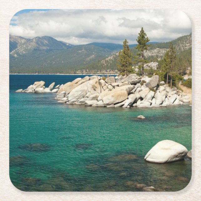 Dessous-de-verre Carré En Papier Paysage du lac Tahoe (Devant)
