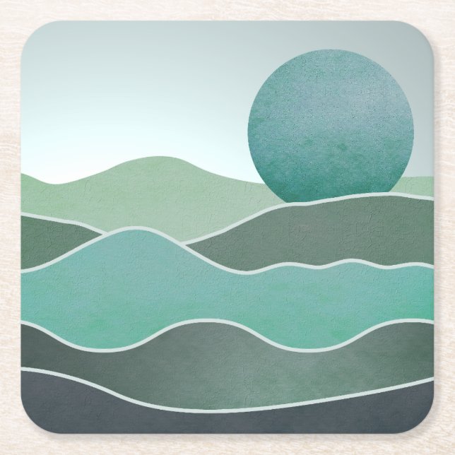 Dessous-de-verre Carré En Papier Paysage du monde Turquoise (Devant)