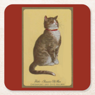 Dessous-de-verre Carré En Papier Peake, le chat tabby de Chessie