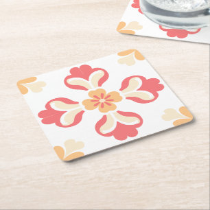 Dessous-de-verre Carré En Papier Pêche rose Floral