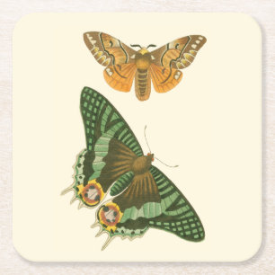 Dessous-de-verre Carré En Papier Peinture à papillon légèrement frontière