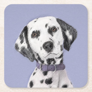 Dessous-de-verre Carré En Papier Peinture Dalmatienne - Joli Carré d'art original p