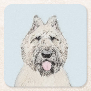 Dessous-de-verre Carré En Papier Peinture de Bouvier des Flandres - Art original de