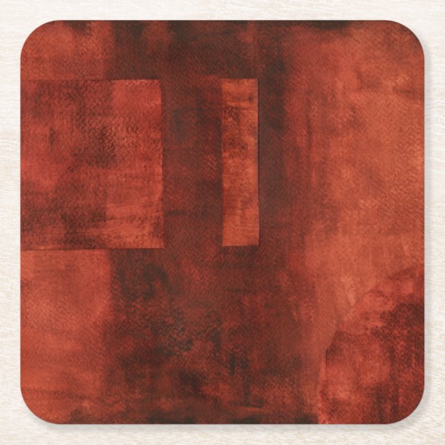 Dessous-de-verre Carré En Papier Peinture de Crimson profonde avec formes géométriq (Devant)