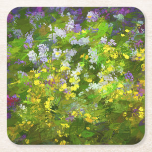 Dessous-de-verre Carré En Papier Peinture fleur sauvage Impasto - Art Fleur Origina