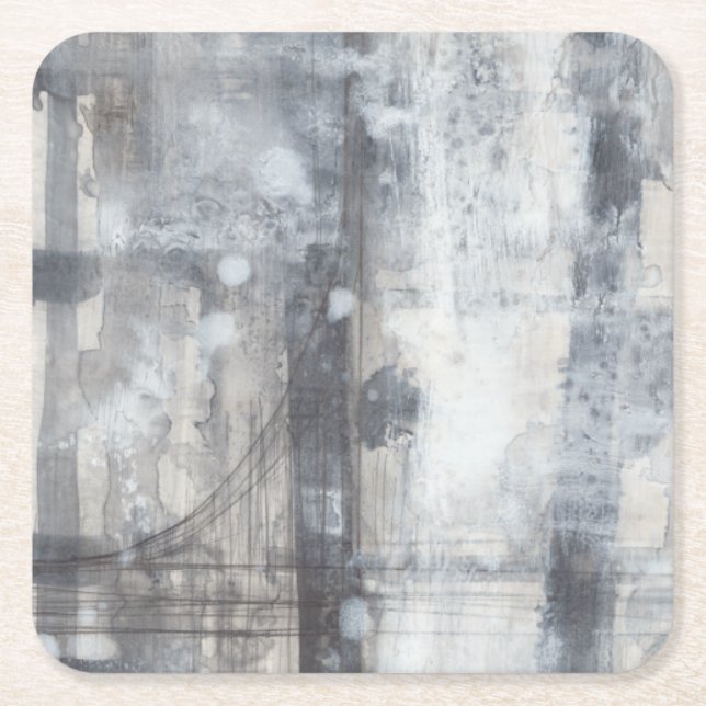 Dessous-de-verre Carré En Papier Peinture gris contemporaine (Devant)