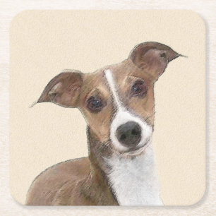 Dessous-de-verre Carré En Papier Peinture italienne Greyhound - Cute Original Chien
