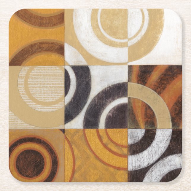 Dessous-de-verre Carré En Papier Peinture moderne avec les motifs circulaires (Devant)