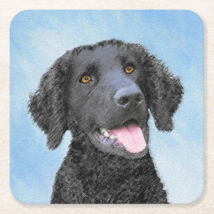 Dessous-de-verre Carré En Papier Peinture Retriever recouverte de boue - Art Chien