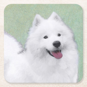 Dessous-de-verre Carré En Papier Peinture Samoyed - Cute Original Chien Art