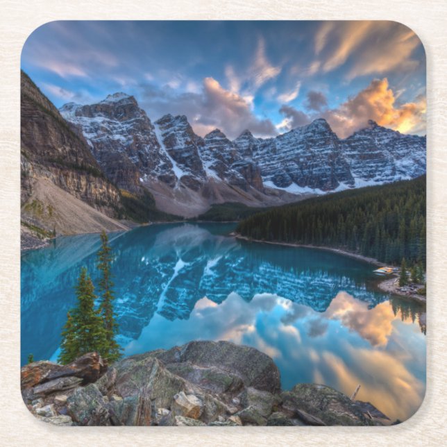 Dessous-de-verre Carré En Papier Peinture sur la moraine (Devant)