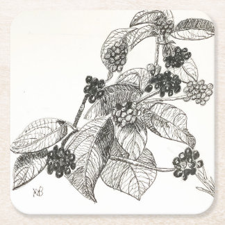 Dessous-de-verre Carré En Papier Pen and Ink Blackberries