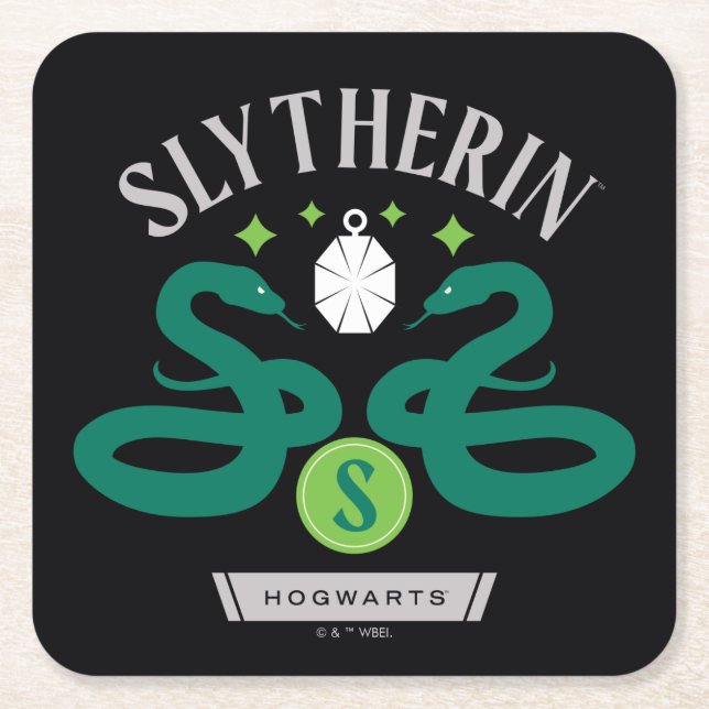 Dessous-de-verre Carré En Papier Pendentif double serpent de la maison SLYTHERIN™ G (Devant)