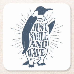 Dessous-de-verre Carré En Papier Penguin sourire et vague