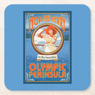 Dessous-de-verre Carré En Papier Péninsule olympique, WashingtonHop le ferry