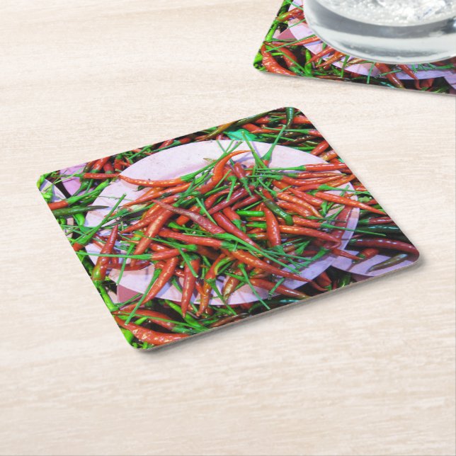 Dessous-de-verre Carré En Papier Peppers à l'oeil d'oiseaux (Incliné)