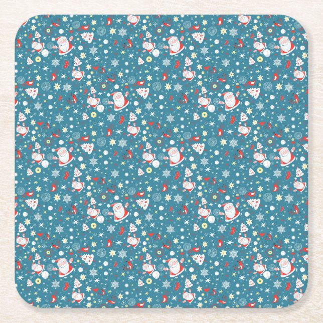 Dessous-de-verre Carré En Papier Père Noël Love Motif (Devant)