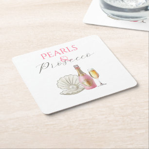 Dessous-de-verre Carré En Papier Perles et Prosecco Rose Fête de Mariage