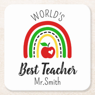 Dessous-de-verre Carré En Papier Personalised World's Best Teacher Coaster