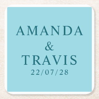 Dessous-de-verre Carré En Papier Personalized Name Stylish Modern Minimal Wedding