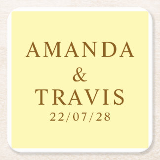 Dessous-de-verre Carré En Papier Personalized Name Stylish Modern Minimal Wedding