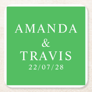 Dessous-de-verre Carré En Papier Personalized Name Stylish Modern Minimal Wedding