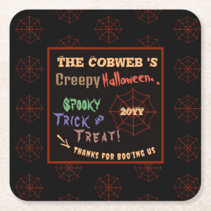 Dessous-de-verre Carré En Papier Personnalisé Déplaisant coloré Halloween Spider We