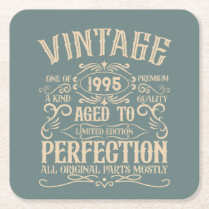 Dessous-de-verre Carré En Papier Personnalisé Trente vintage 30e anniversaire