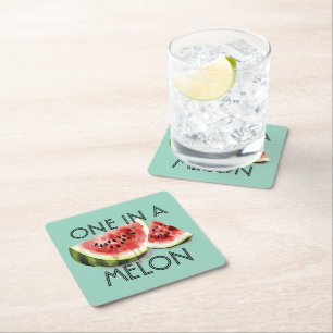 Dessous-de-verre Carré En Papier Personnalisé UNE MELON UNIQUE Vibrations d'été Fêt