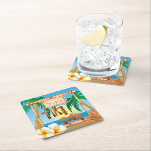 Dessous-de-verre Carré En Papier Personnaliser la barre Tiki Tropical