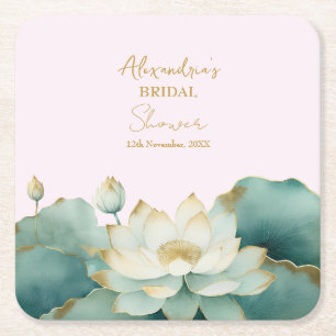 Dessous-de-verre Carré En Papier Personnaliser la lotus dorée rose pour la fête de