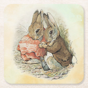 Dessous-de-verre Carré En Papier Peter Rabbit et Beniamin Bunny
