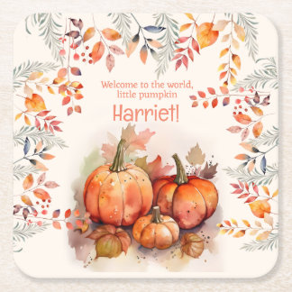 Dessous-de-verre Carré En Papier Petit Baby shower Citrouille