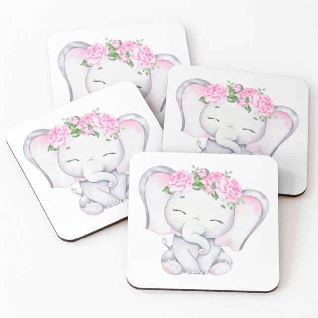 Dessous-de-verre Carré En Papier Petit Baby shower éléphant (Créateur téléchargé)