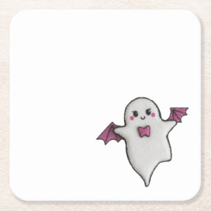 Dessous-de-verre Carré En Papier Petit bol d'Halloween rose mou