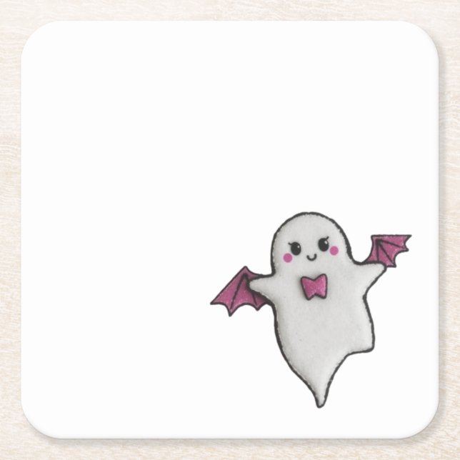 Dessous-de-verre Carré En Papier Petit bol d'Halloween rose mou (Devant)