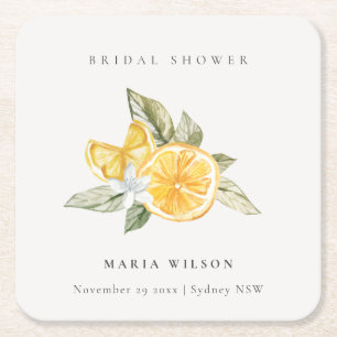 Dessous-de-verre Carré En Papier Petit citron feuillage Boho Couples Douche Bienven