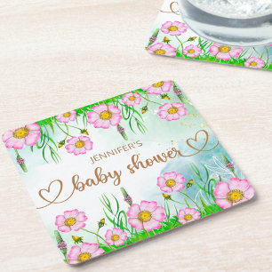 Dessous-de-verre Carré En Papier Petit Fleur sauvage En Route Baby shower